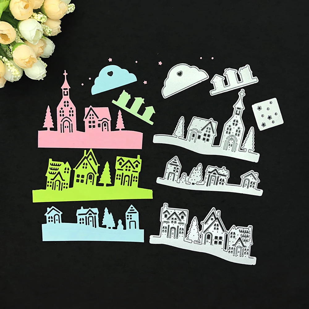 

Lychee Life House Village Pattern Cutting Dies Metal Template Dies For Scrapbooking Stencil DIY Album Cards Decoration