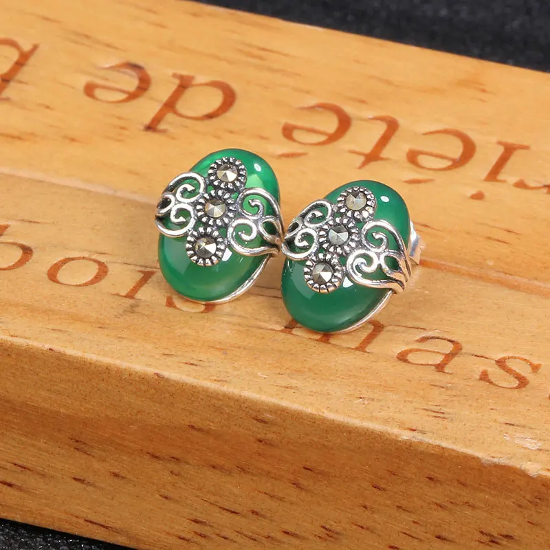 

RADHORSE Earring Genuine 925 Sterling Silver Woman High jewelry Thai silver Agate concise Modeling classic Style Earring