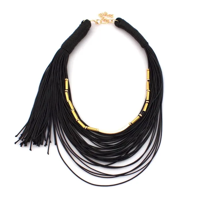Модные ожерелья для женщин, уникальный дизайн в стиле бохо, цепочка на цепочке, колье, массивные ожерелья, ювелирные изделия ручной работы CE2715 - Окраска металла: Black
