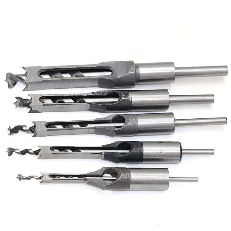 4PCS 6-16mm Woodworking Square Hole Drill Bits Wood Mortising Chisel Set Mortise 