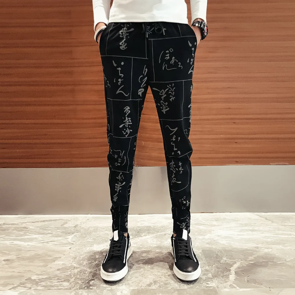 Высокое качество хип хоп Pantalon Homme брендовые Новые облегающие брюки с принтом