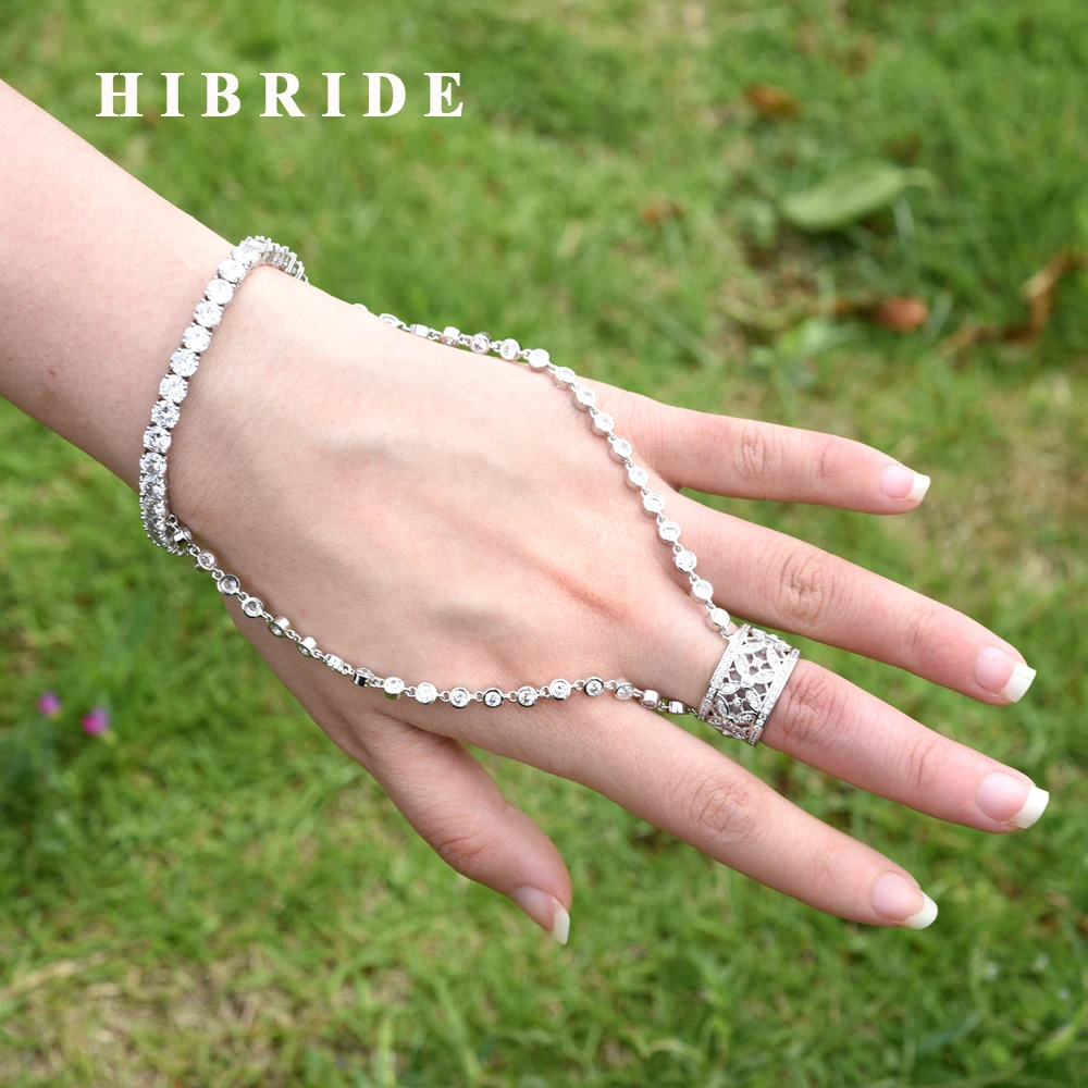 

HIBRIDE Exclusive AAA Cubic Zirconia Wedding Bracelets and Ring Jewelry Set Bridal Dubai Jewelry Sets for Woman N-290