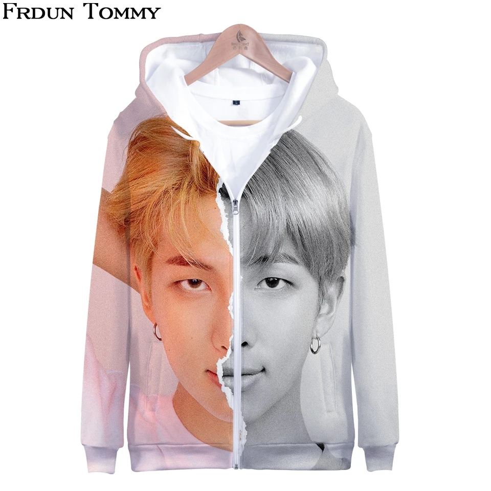 Frdun Tommy 3D BTS молния Hoodoies новый стиль толстовка для взрослых Bangtan обувь для мальчиков утепленная одежда 2018 Высокое качество модные популярные