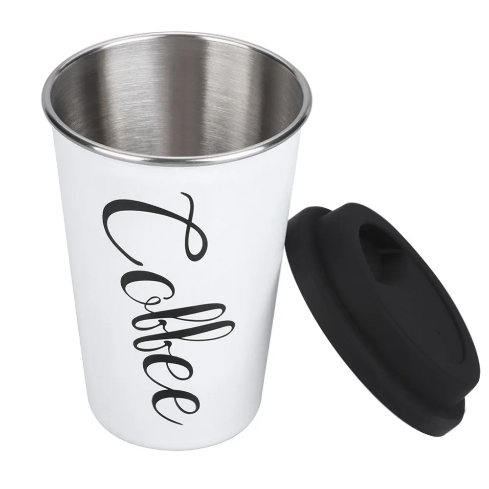 Скандинавском стиле Нержавеющая сталь сок, кофе Кубок прочная чашка кружка с крышкой для кофейный для дома и офиса чайная чашка