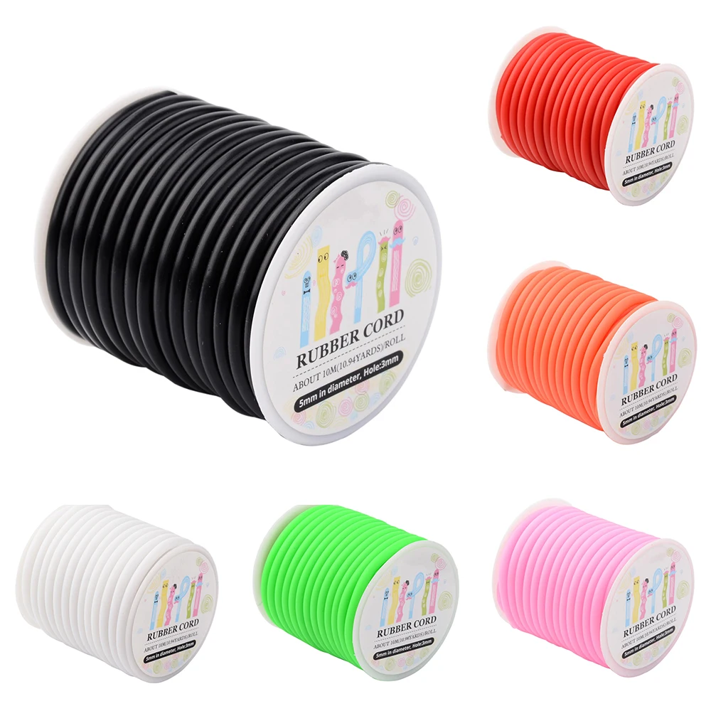 

Approx 10.94yards(10m)/roll 5mm Silicone Rubber Cord Thread Wrapped Around Plastic Spool for DIY Necklace Bracelet Jewelry Craft