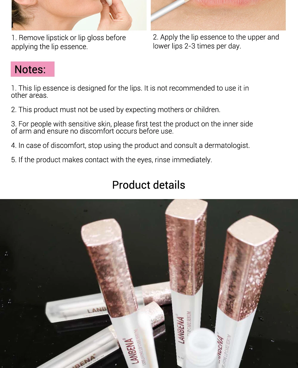 LANBENA Increase Lip Elasticity Lip Care Serum Repairing Lip Reduce Fine Lines Plumper Lip Mask Resist Aging Moisturizing Beauty