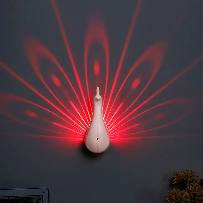 Креативная Светодиодная лампа в форме павлина, настенный светильник с дистанционным управлением, ночной Светильник Novalty для спальни, прикроватный фон, декор лестницы