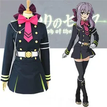 Takerlama Seraph of the End Shinoa Hiiragi военная форма Косплей Костюм Платье анимационная одежда с полным комплектом