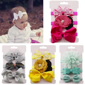 

haarband baby 3Pcs Kids Elastic Floral Headband Hair Girls baby Bowknot Hairband Set opaska dla dziewczynki opaska niemowlak