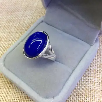 

Silver Ornaments S925 Sterling Silver Inlaid Natural Afghan Lapis Lazuli Exquisite Pattern Open Ended Ring