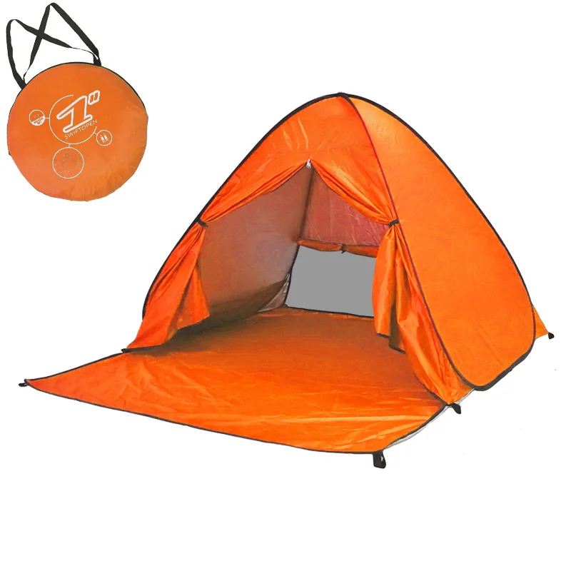Складная Пляжная палатка автоматические всплывающие палатки солнечные укрытия анти-УФ солнцезащитный тент наружный кемпинговый тент 2-3 человека семейный тент - Цвет: orange