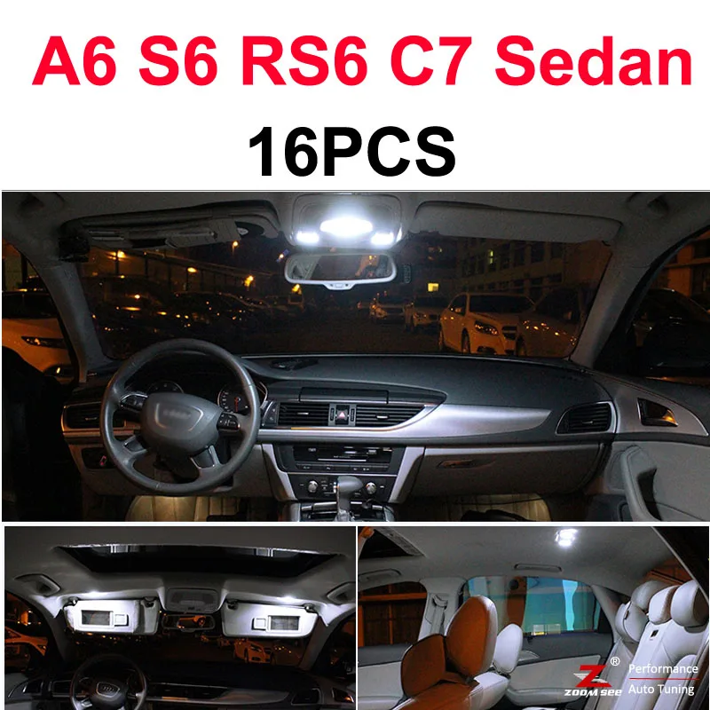C7 Sedan - 16PCS Белый Canbus безошибочный светодиодный светильник для внутренней купольной карты, комплект для Audi A6 S6 RS6 C5 C6 C7(1994 - Испускаемый цвет: C7 Sedan - 16PCS