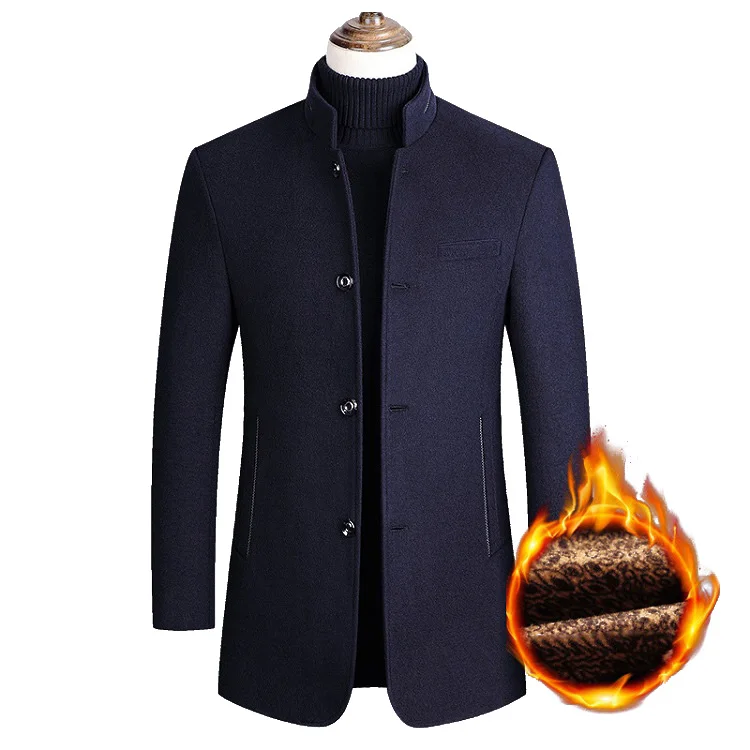 Мужская шерстяная куртка, Осень-зима, утолщенное шерстяное ветронепроницаемое пальто, мужская деловая Повседневная теплая верхняя одежда, куртка, Мужское пальто