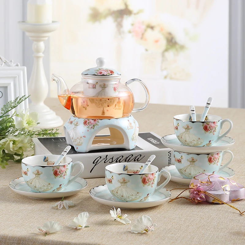 

Europe High-grade Bone China Coffee Cup set Romantic British Afternoon Tea Cup And Saucer Teapot tea sets Creative Gift