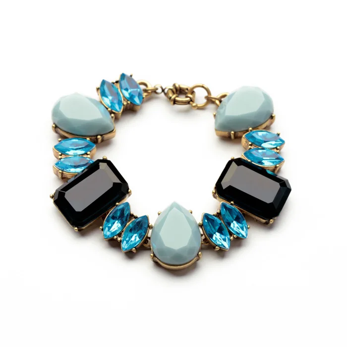 

Fashionable New Design Jewelry 2014 Summer Resin Glass Opaque Blue and Green Elegant Women Trendy Charm Bracelet