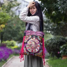 Bolsa bordada artesanal para compras, bolsa de ombro feita à mão com estampa de flor, tecido étnico, para compras de promoção de preço!