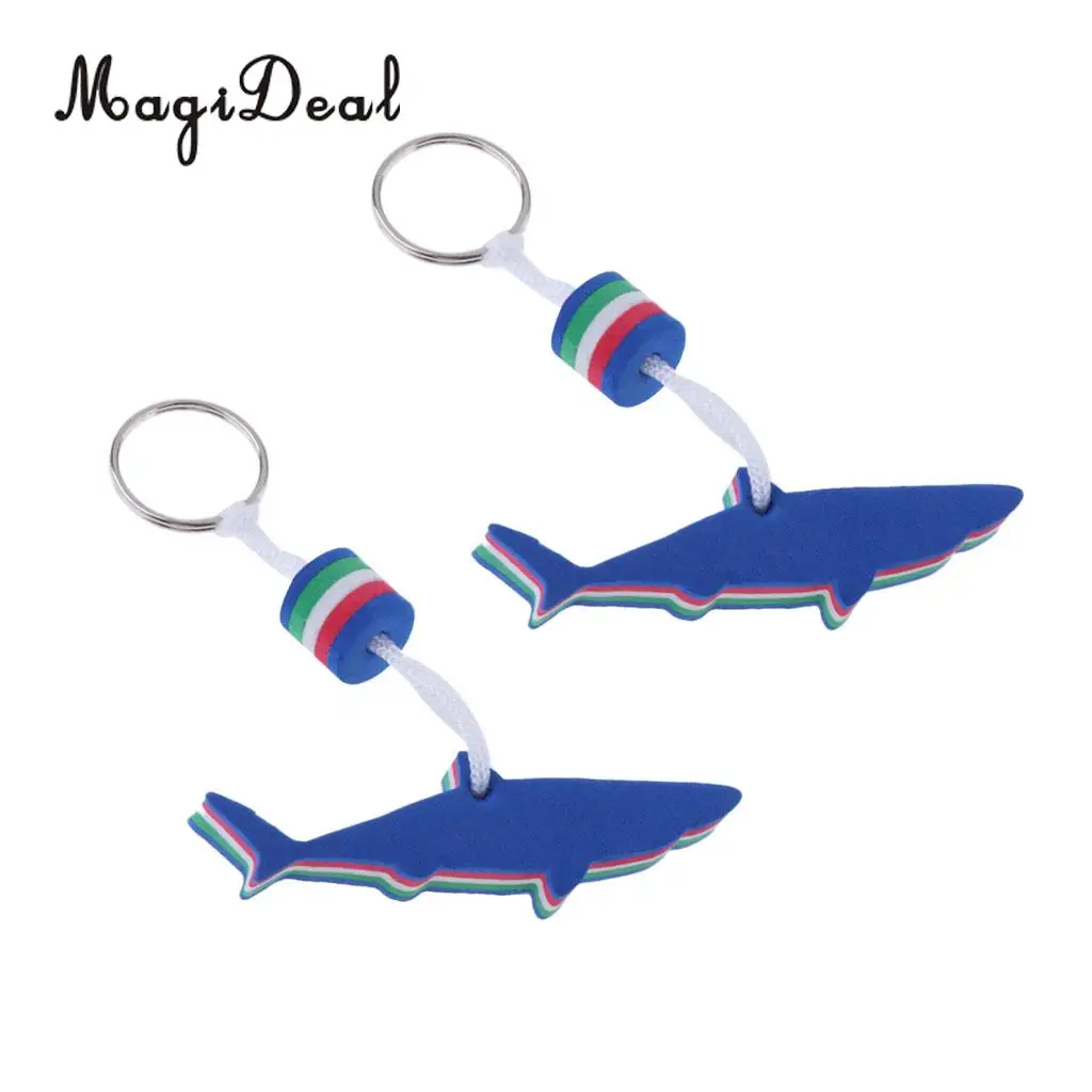 MagiDeal 2x Safety Floating Shark EVA Keychain Keyring Key Float for Swimming Pool Surfing Marine Boat Yachting Sailing Rafting