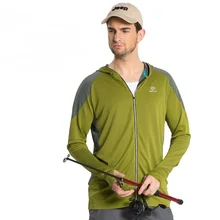 Spring Summer Men Quick Dry Breathable Fishing Coats Man Sun Protection Elastic Hooded T-shirts Outdoor Sport Hiking Tees S-XXL