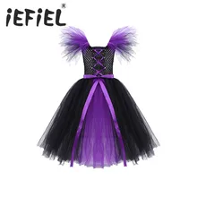 Новое поступление; детское платье принцессы для девочек; костюм ведьмы; Сетчатое Тюлевое платье с бантом для Хэллоуина; карнавальные вечерние платья