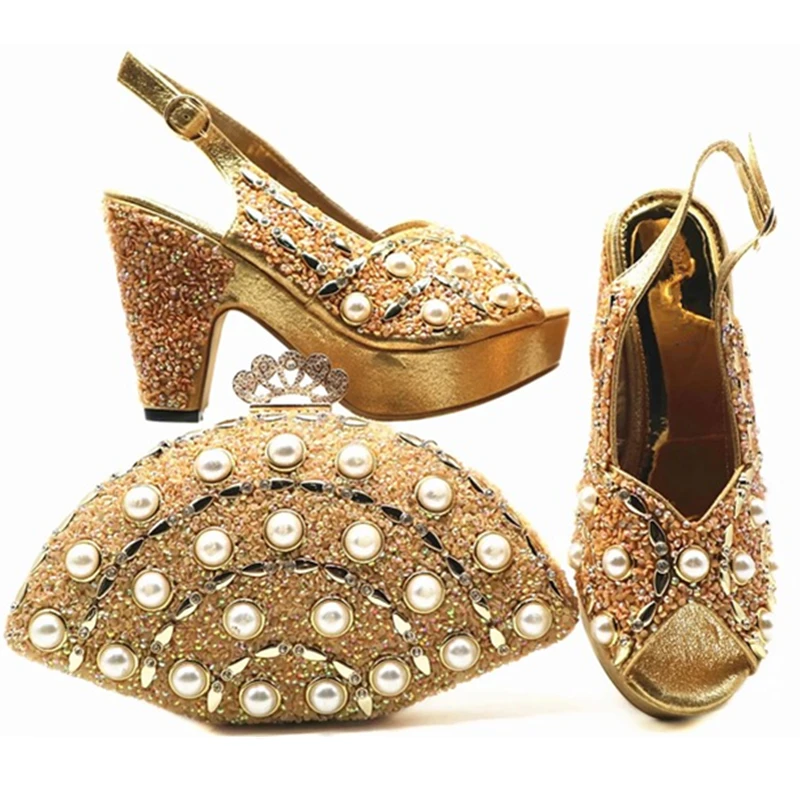 Femmes Mode De Et orange Pour Sac Africaine wine Dans Décoré peach Nouveau blue Chaussures Avec Fête Italiennes La Gold Ensemble Strass qCPExwdH
