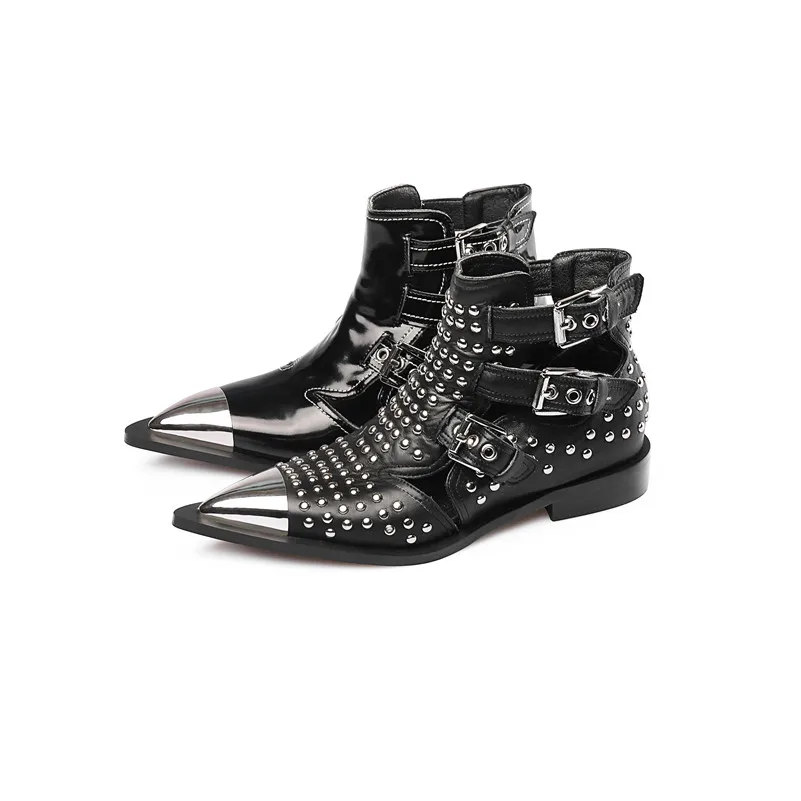 COVIBESCO/; фирменный дизайн; женские ботильоны с острым носком; модная обувь в стиле панк с заклепками на высоком каблуке; обувь для вечеринок; женская летняя обувь с перфорацией