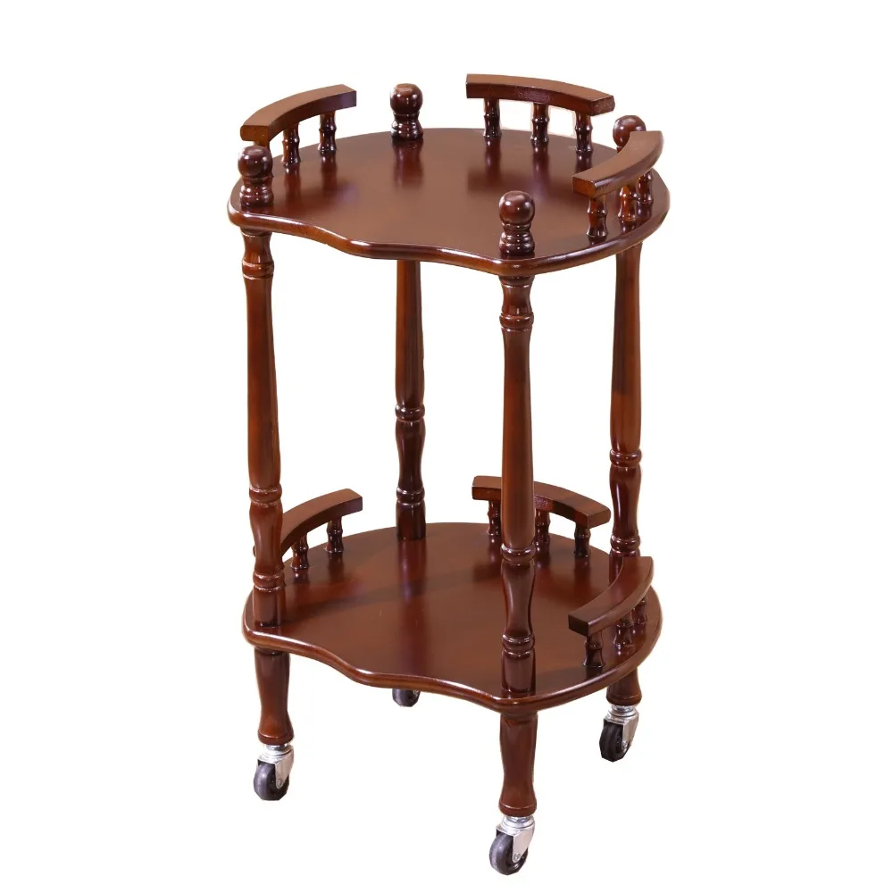 Wood Tea Table Wheeled brake Round square small coffee table sofa side table edge corner simple chess wood living room furniture