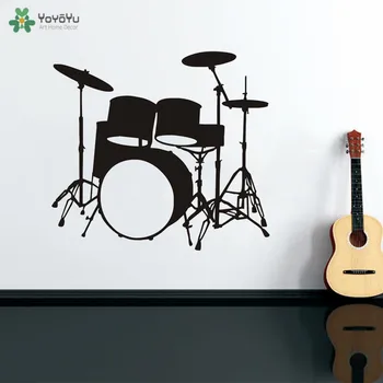 

Rock Music Band Musical Instruments Drums Wall Stickers Vinyl Decal For Kids Bedroom Living Room Removable Home Decoration QQ469