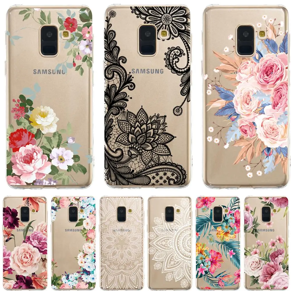 

Black lace Case for Samsung Galaxy A10 A20E A30 A50 A70 A5 2017 A8 8Plus A6 A6 Plus A7 A9 2018 Phone back cover case funda capa
