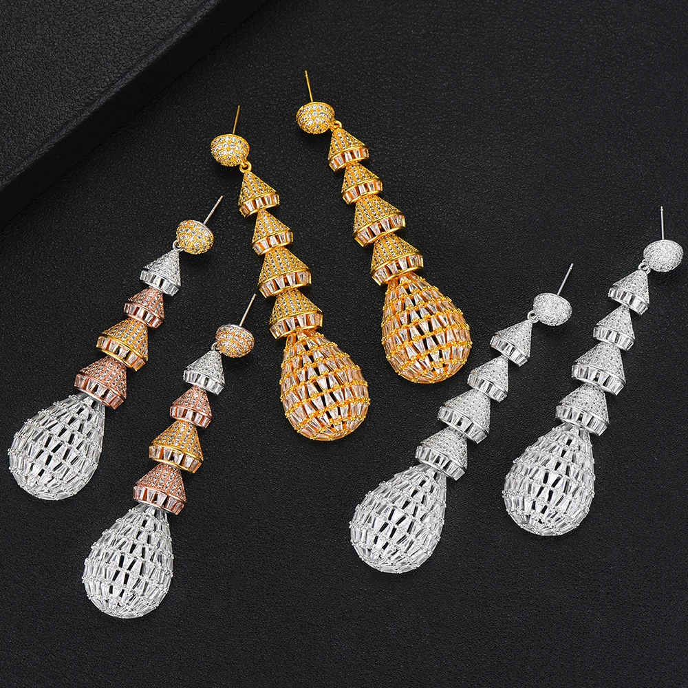 

GODKI Luxury Water Drop Cubic Zircon CZ Long Dangle Earrings For Women Wedding DUBAI Drop Earrings boucle d'oreille femme 2018