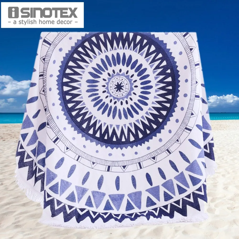 Cotton Round Beach Towel 150*150cm/59*59'' Bath Towel Tassel Decor