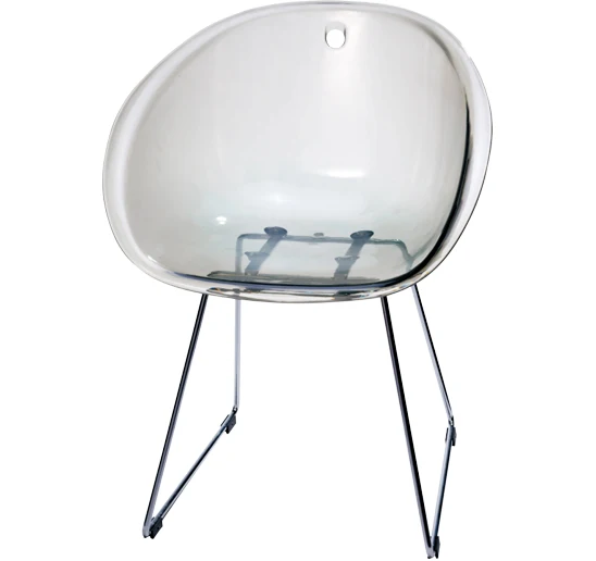 Минималистический современный дизайн чистый прозрачный пластик акриловый классический обеденный стул с металлическая ножка модный дизайн кристалл стулья - Цвет: smoke