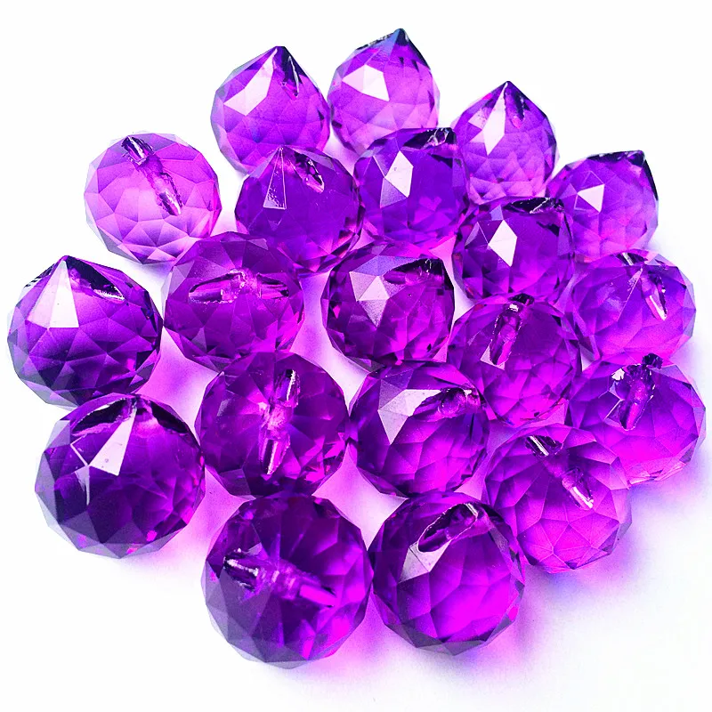 50 шт./лот 20 мм фиолетовые стеклянные хрустальные шары для люстры, осветительные шарики для подсолнухов, Свадебные украшения дома