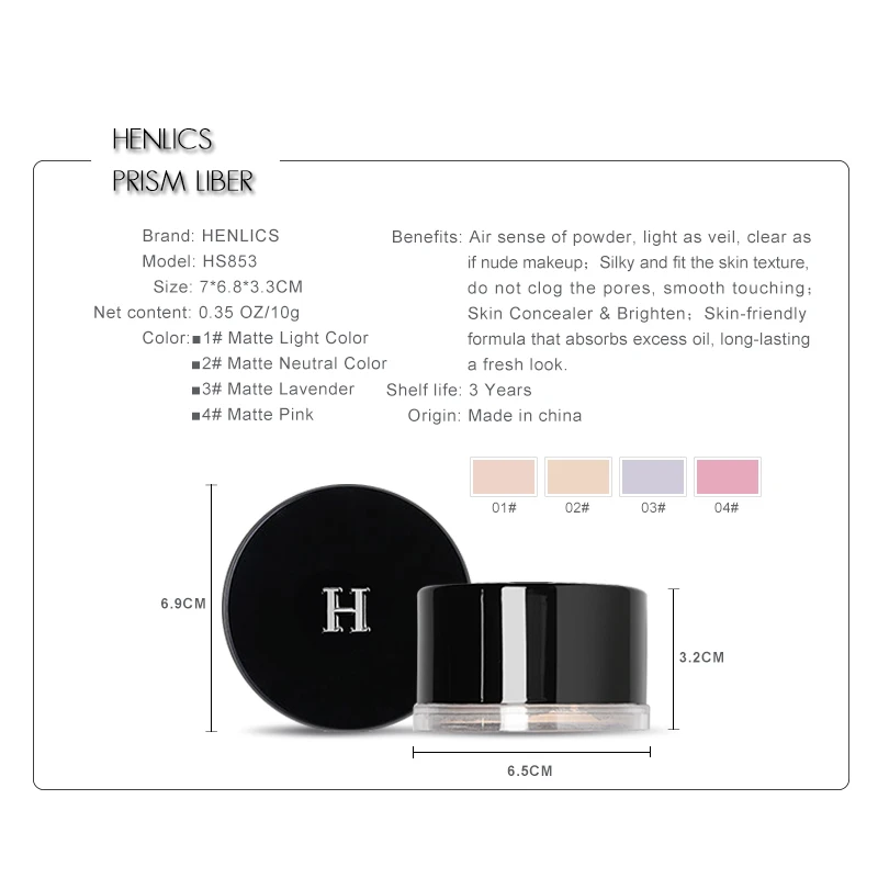HENLICS Brand New Loose Powder Face Makeup Powder Foundation Waterproof Matte Powder Palette Contour Cosmetics Powder (24)