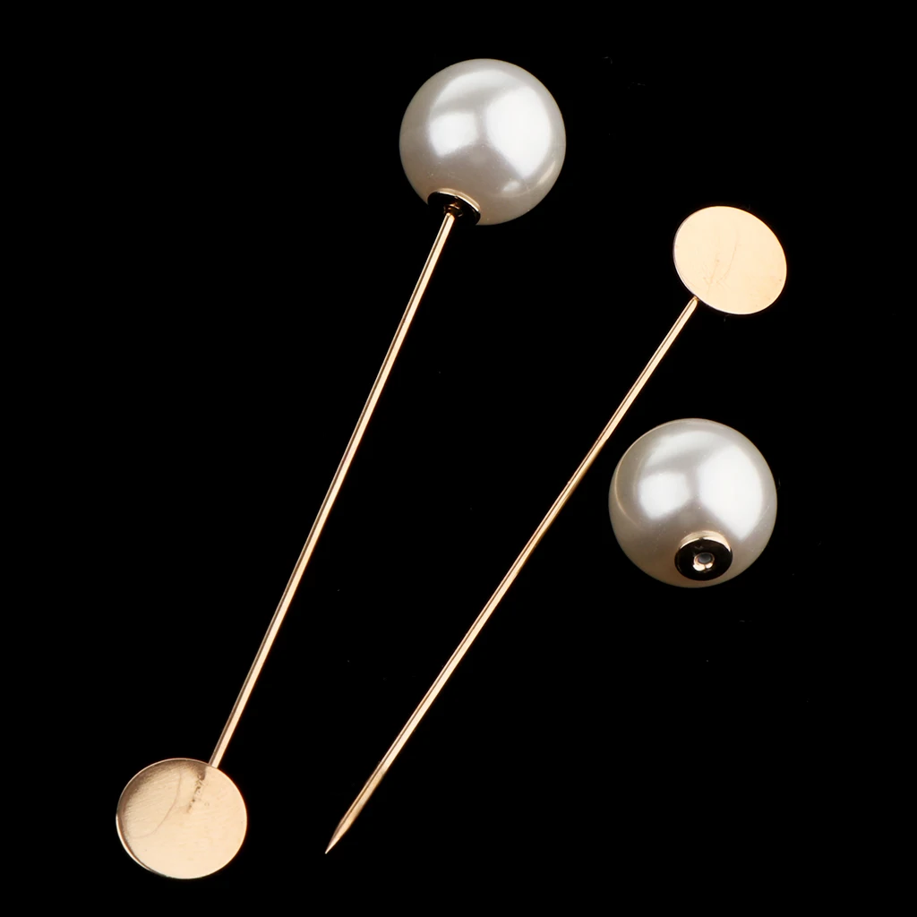 10 Pieces Women Men's Faux Pearl Stick Breastpin Brooch Pin Collar Suit Lapel Pin Stick