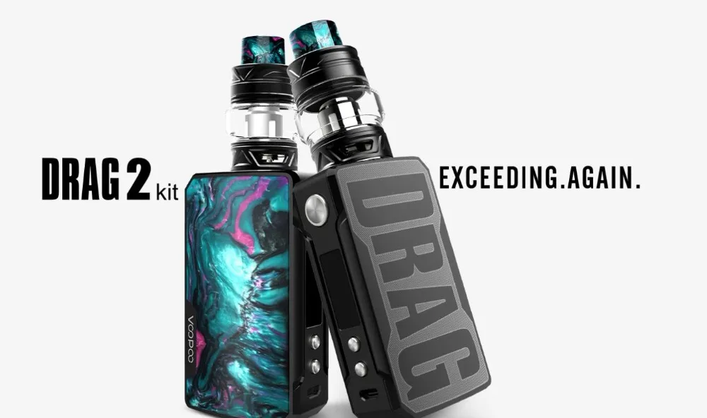 Clearance ！Voopoo Drag 2 Platinum Vape Kit 177W TC Mod With Uforce T2 SubOhm Tank U2/U3 Powered By Dual 18650 Battery Vaporizer