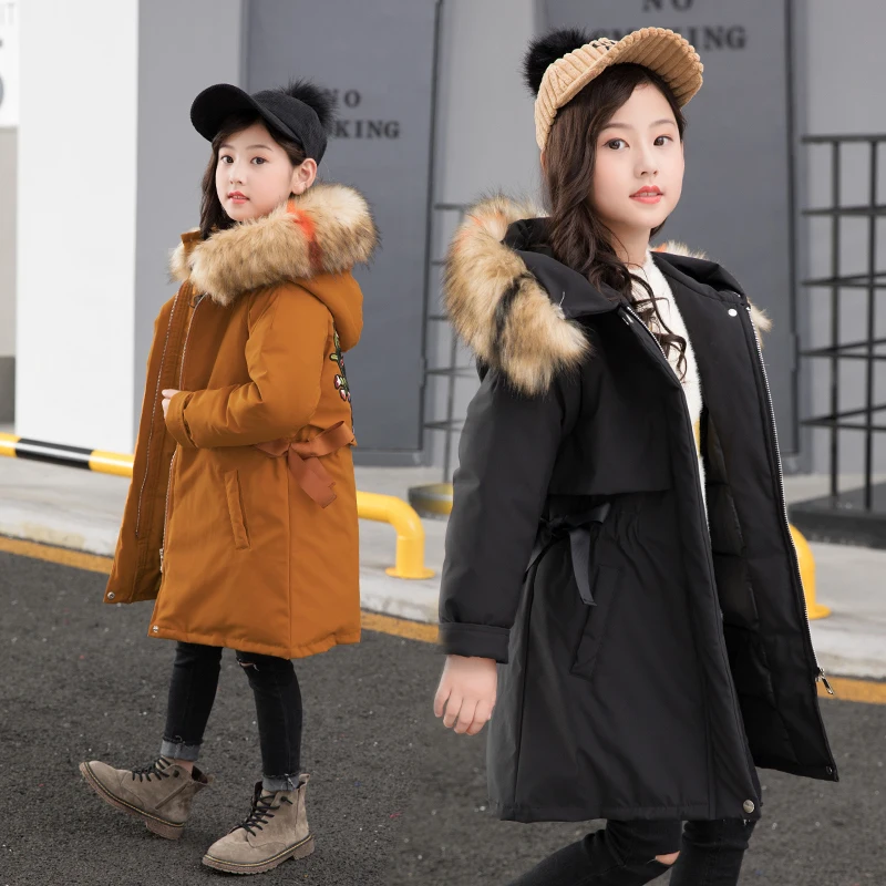 

Girls Down Coat Kids Winter Jackets 2018 Cotton Padded Fur Collar Hooded Parkas Teenagers 8 10 12 13 14 15 16 Meisjes Winterjas