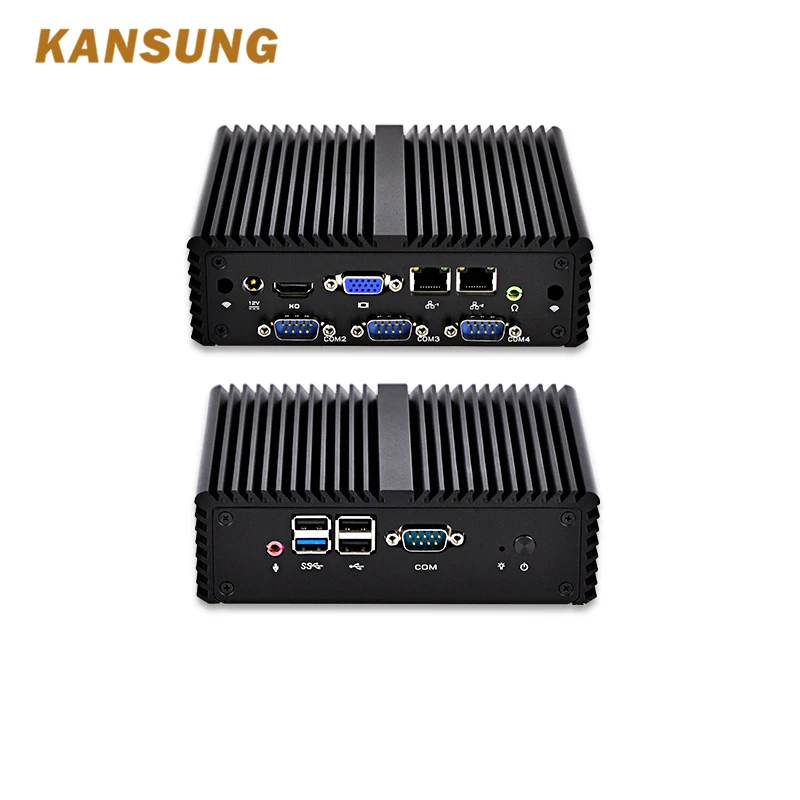 KANSUNG Intel Celeron J1900 mini pc 4 RS232 двойной гигабитный HTPC barebone Linux, Windows 10 Миниатюрный Настольный ПК без вентилятора mini pc tv box