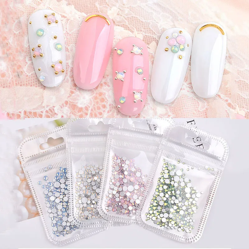 

Nail Crystal Opal Rhinestones Multi-size Flatback 3D Nail Decoration Manicure Decor Mix Sizes for Nail Art