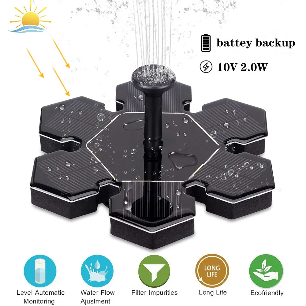 

Upgraded Solar Fountain Solar Fountain Pump With Battery Backup Solar Panel Kit 10.2