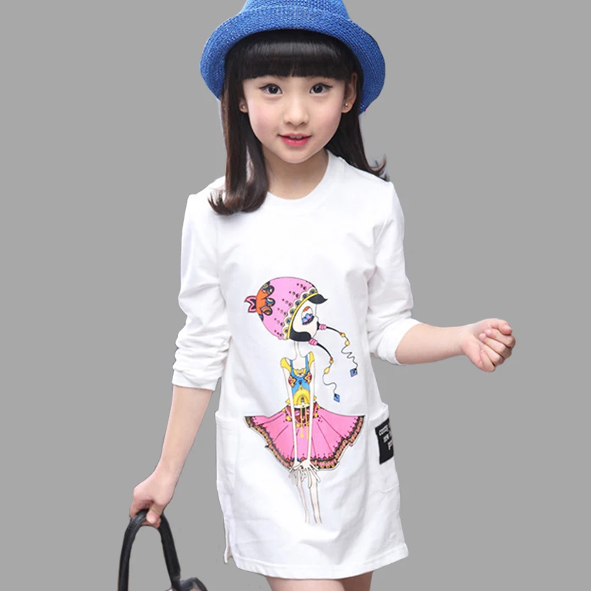 

Long T-Shirts For Girls Spring Autumn Children Clothing Cartoon Girls Tees Shirts Teenage Kids Girls Clothes 6 8 10 12 14 Year