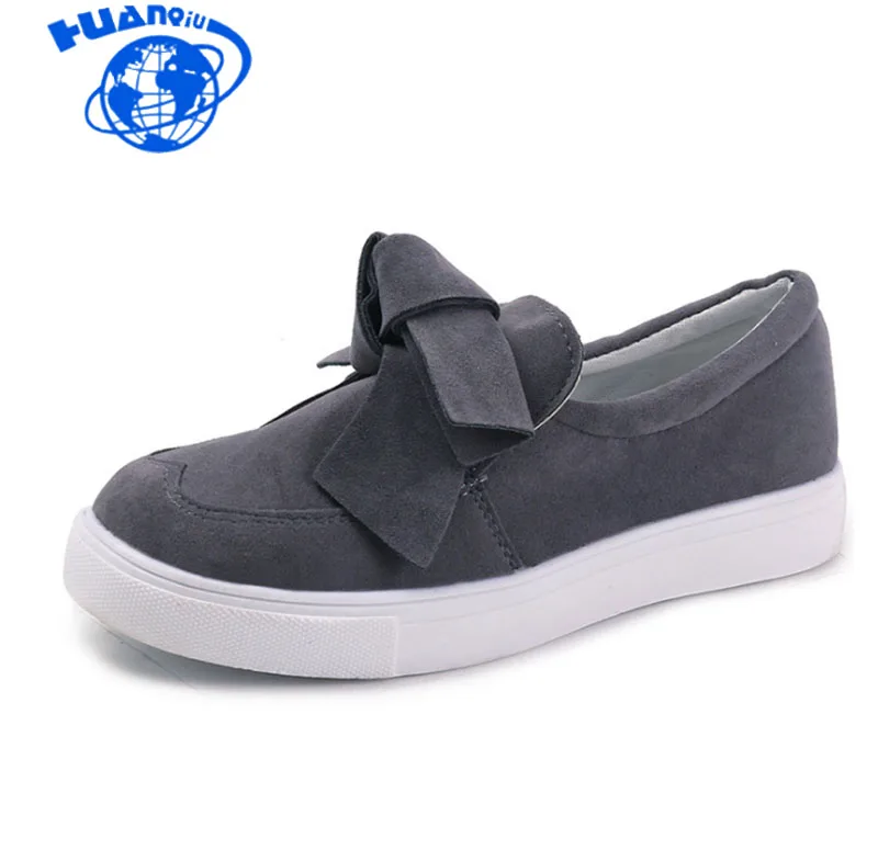 

HUANQIU Women Plus Size Platform Bowtie Flat Shoes SewingBowknot Shoe For Female Flock Moccasins Footwear ZLL294