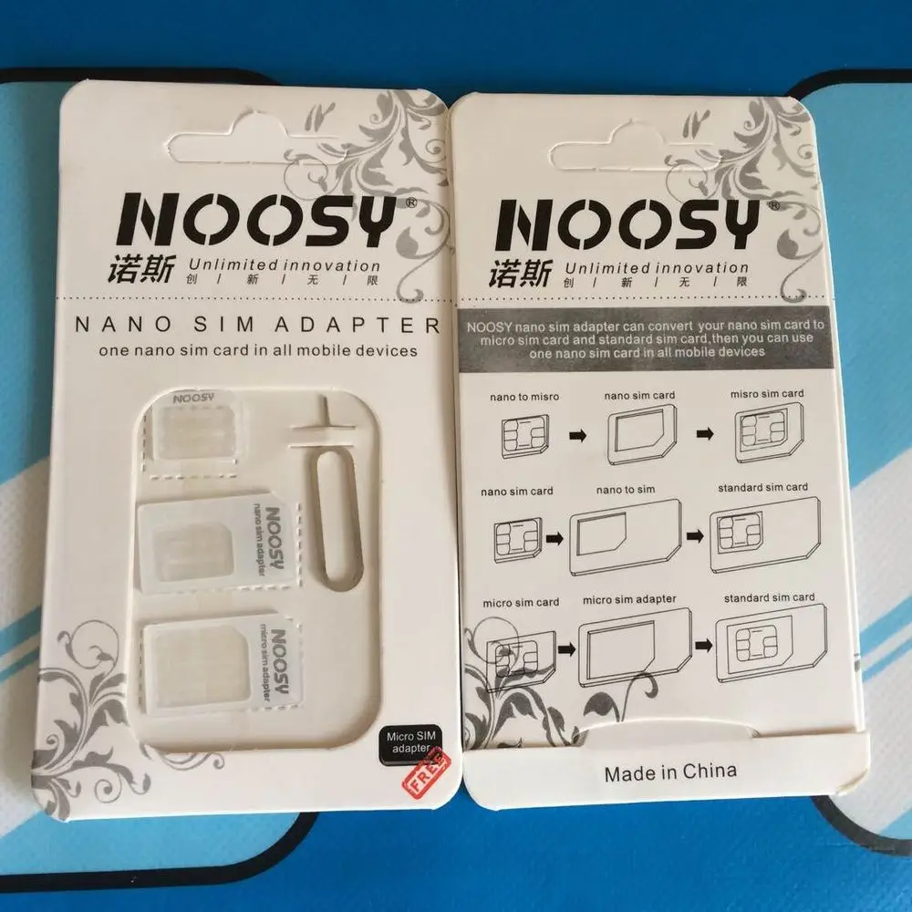 DHL 1000 компл./лот NOOSY Nano sim-карта адаптер с извлекающим pin для iPhone 5 4 в 1 от Nano до Micro Mini SIM Розничная коробка