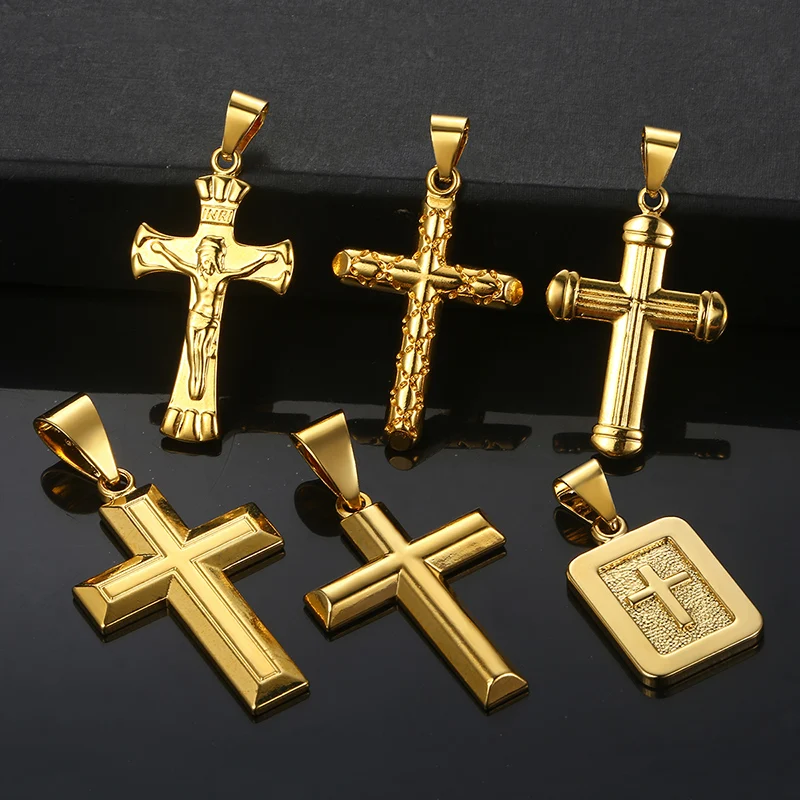 

Davieslee Crucifix Jesus Cross Pendant For Men Women Gold Christian Pendants Woman Jewelry Gifts Dropshipping Wholesale LGPP01