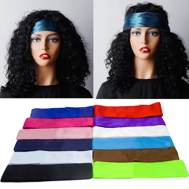 

Blank Stock 22Color Satin Scarf Virgin Hair Extensions Wrapping Head Bands Women Human Hair Forehead Wraps Headband