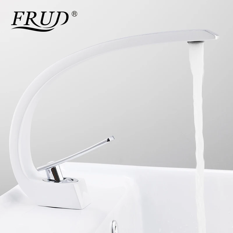 

FRUD White Spray Paint Basin Faucets Modern Bathroom Fashionable Washbasin Faucet Single Handle Vanity Vessel Sink Taps Y10124