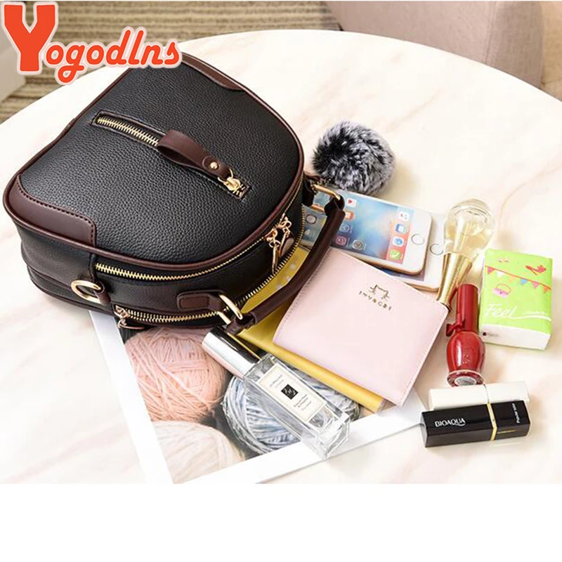 Yogodlns Fashion Solid Color Women Shell Bag Portable Shoulder Bag Fashion PU Leather Elegant Female With Gray Hair Ball