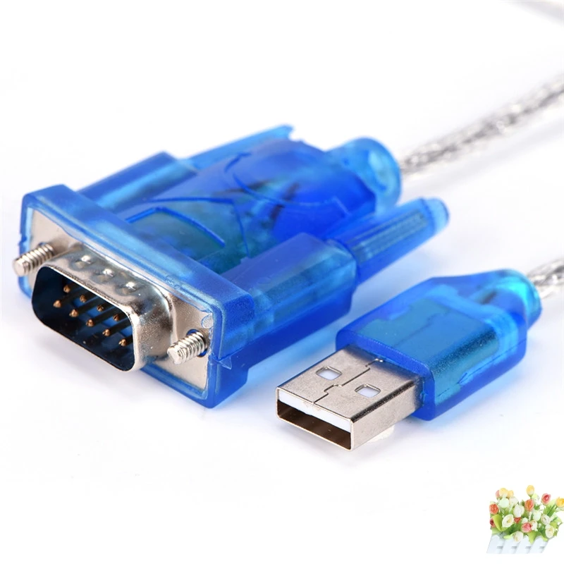 Синий переходник с USB на последовательный порт RS232 9 контактным кабелем