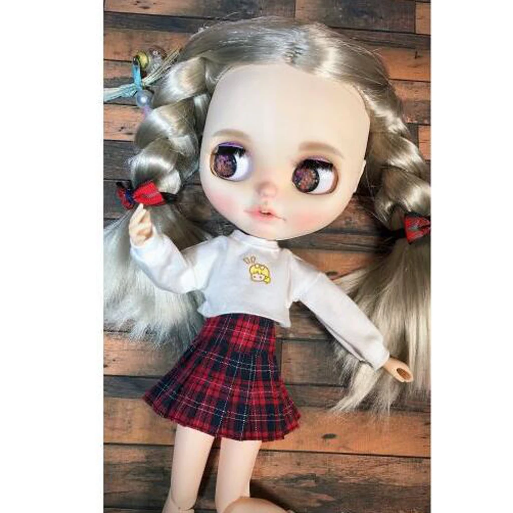 1/6 Multi Classic School Style Plaid Pleated Skirt Dress Outfit Casual/Party Clothes for 12` Blythe Licca Dolls Clothes