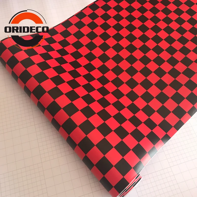 Checkered Black red camo vinyl auto film foil 2