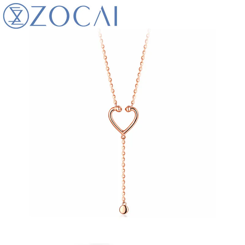 ZOCAI Новое поступление ожерелье Lesten My Real Heart 18 K розовое золото 0.016ct алмаз(Au750) ожерелье D04930